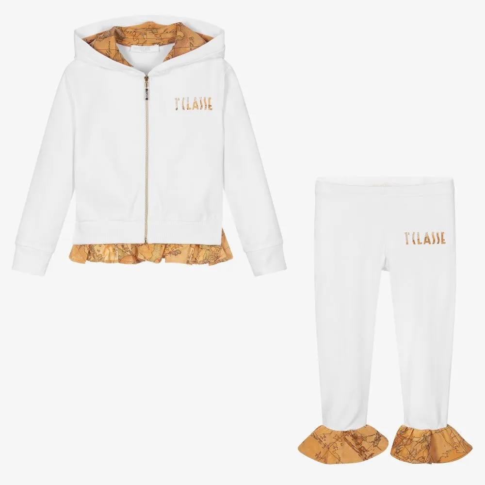 Girls White Geo Map Tracksuit