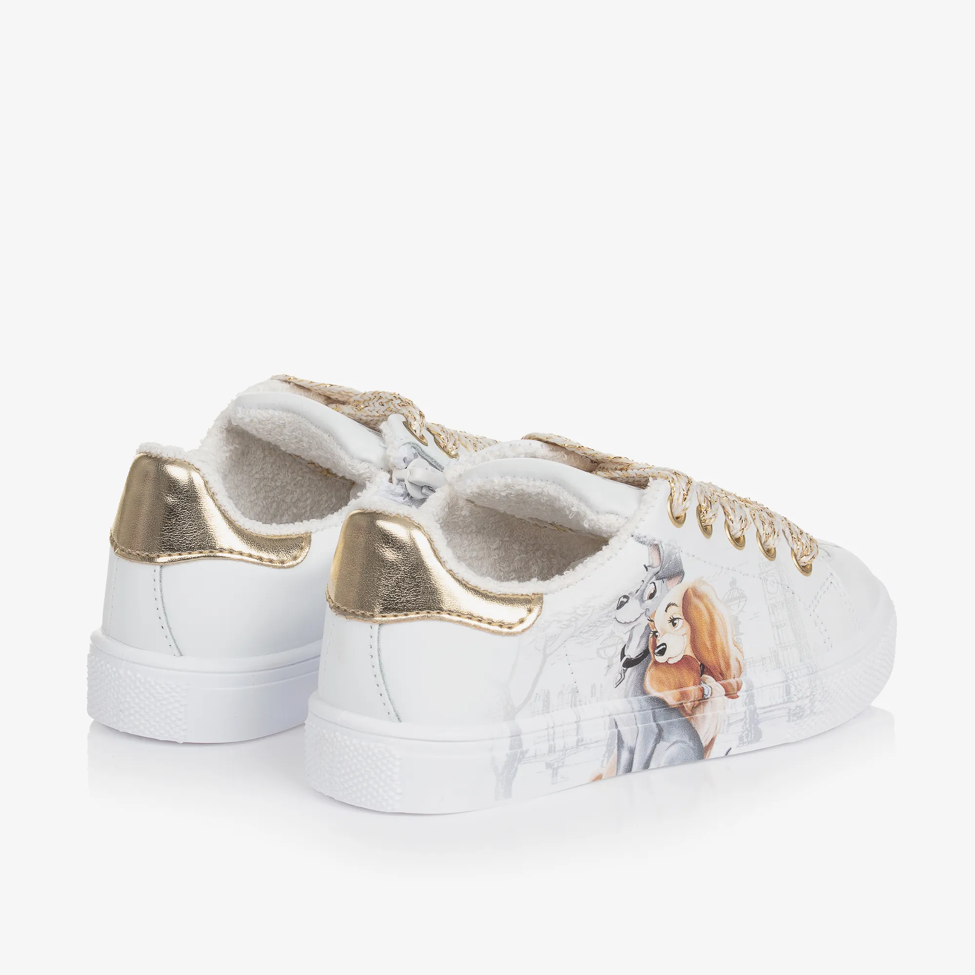 Girls White Leather Disney Trainers