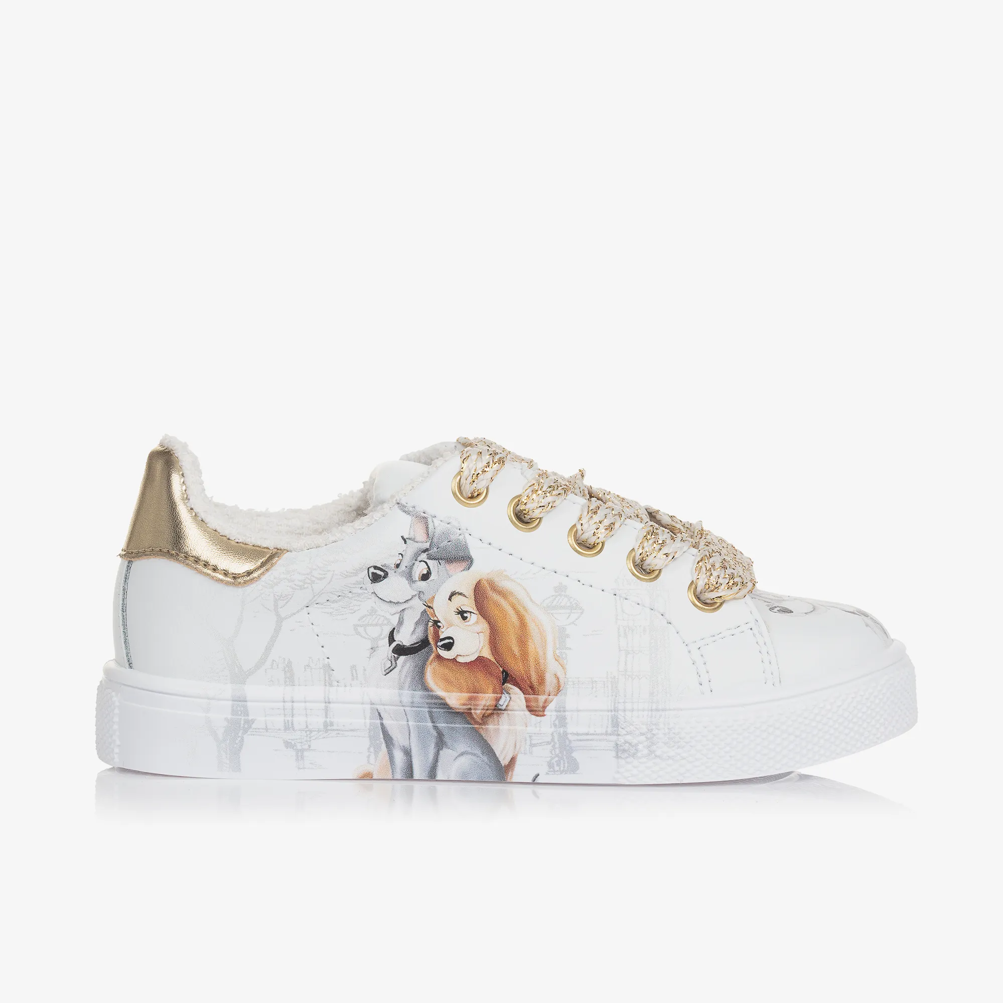 Girls White Leather Disney Trainers