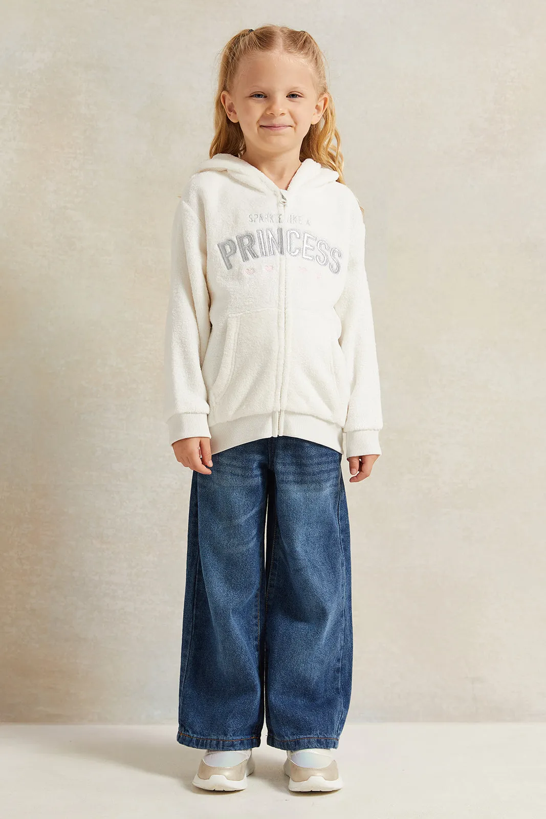 Girls White Princess Embellished Sweatshirt