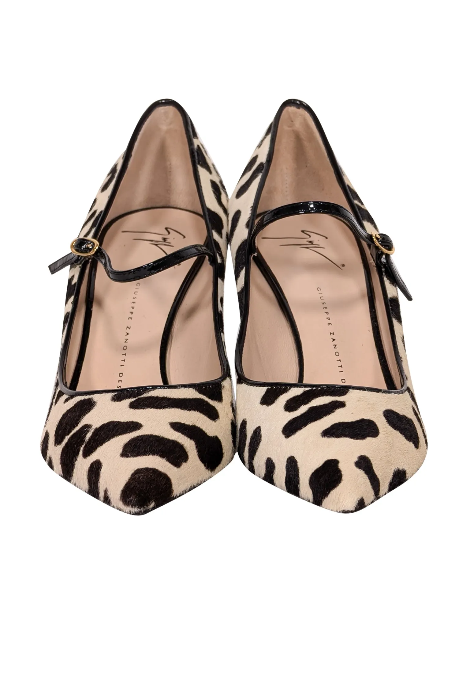 Giuseppe Zanotti - Beige & Brown Print Calf Hair Heels Sz 9