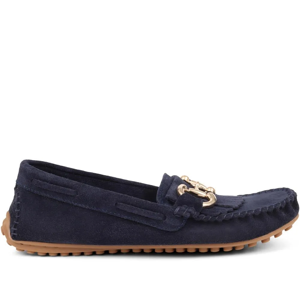 Suede Buckle Moccasins - GIUSTINA / 323 917