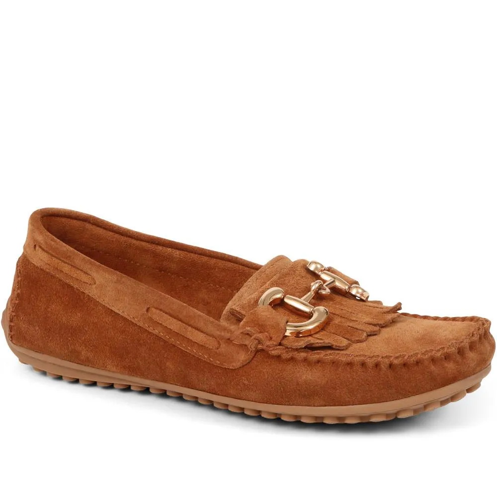 Suede Buckle Moccasins - GIUSTINA / 323 917