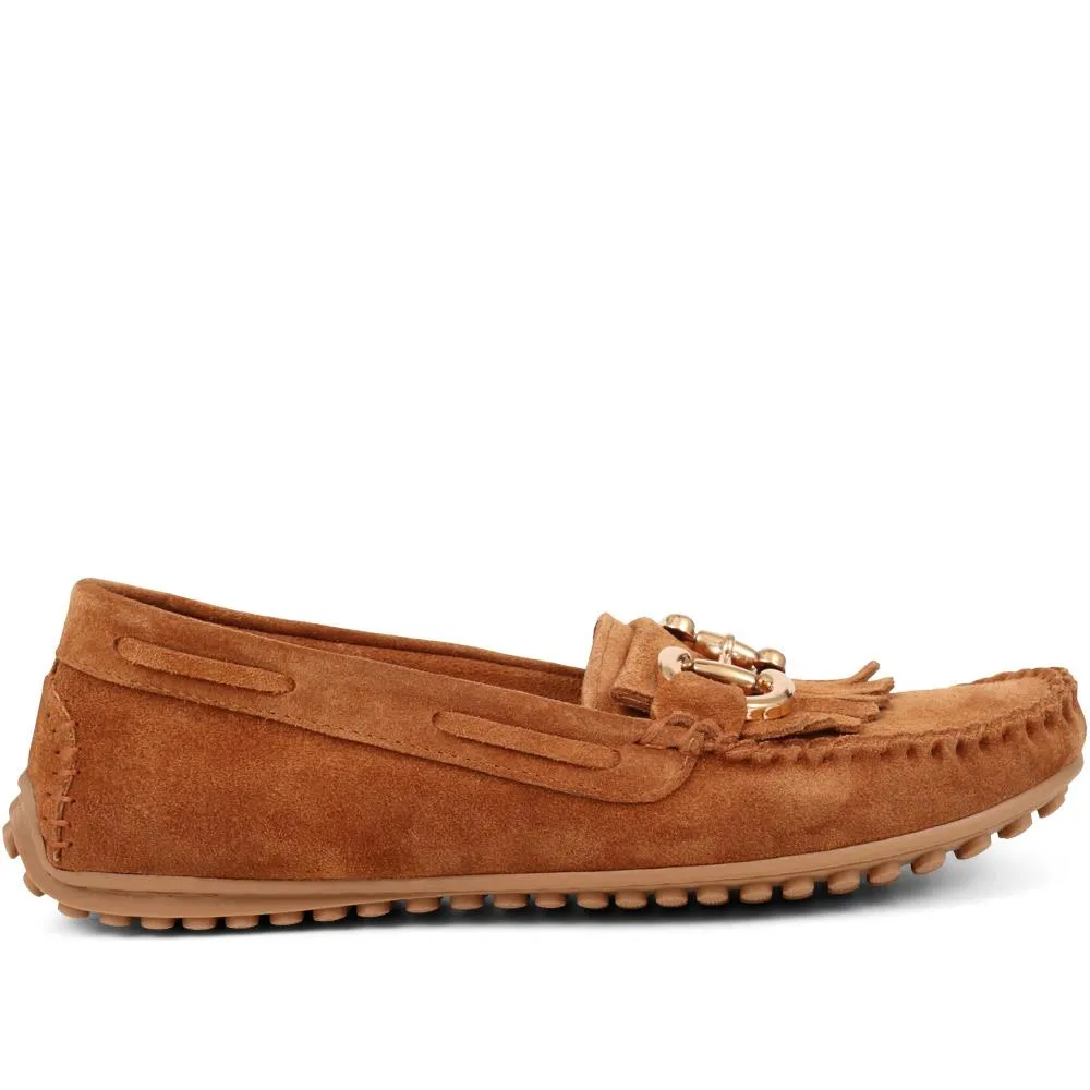 Suede Buckle Moccasins - GIUSTINA / 323 917