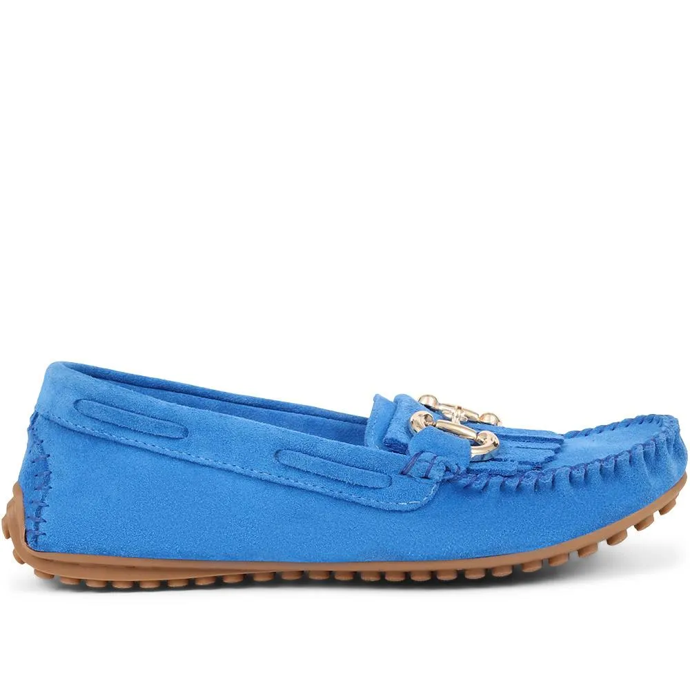 Suede Buckle Moccasins - GIUSTINA / 323 917