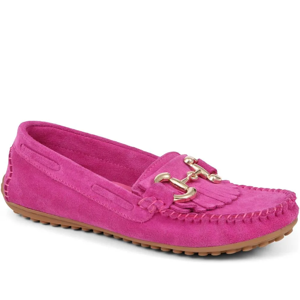 Suede Buckle Moccasins - GIUSTINA / 323 917