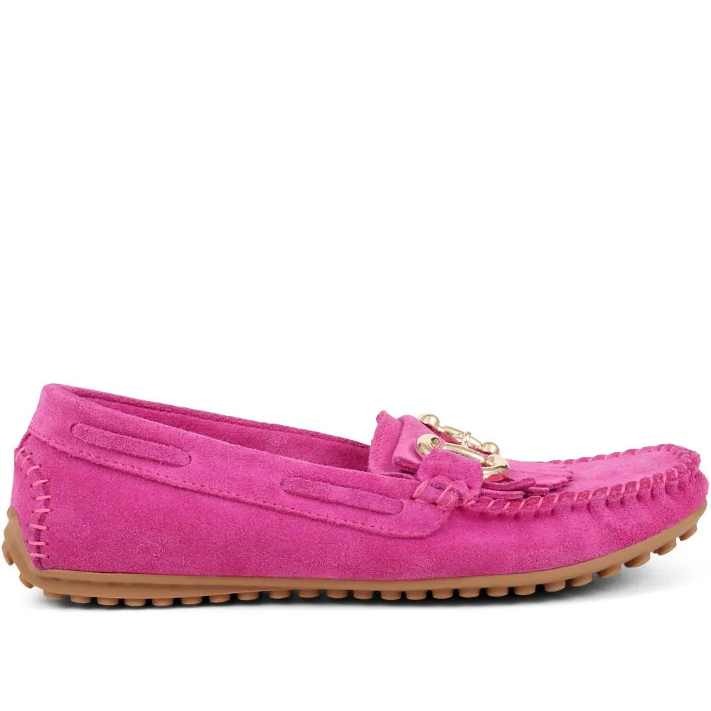 Suede Buckle Moccasins - GIUSTINA / 323 917