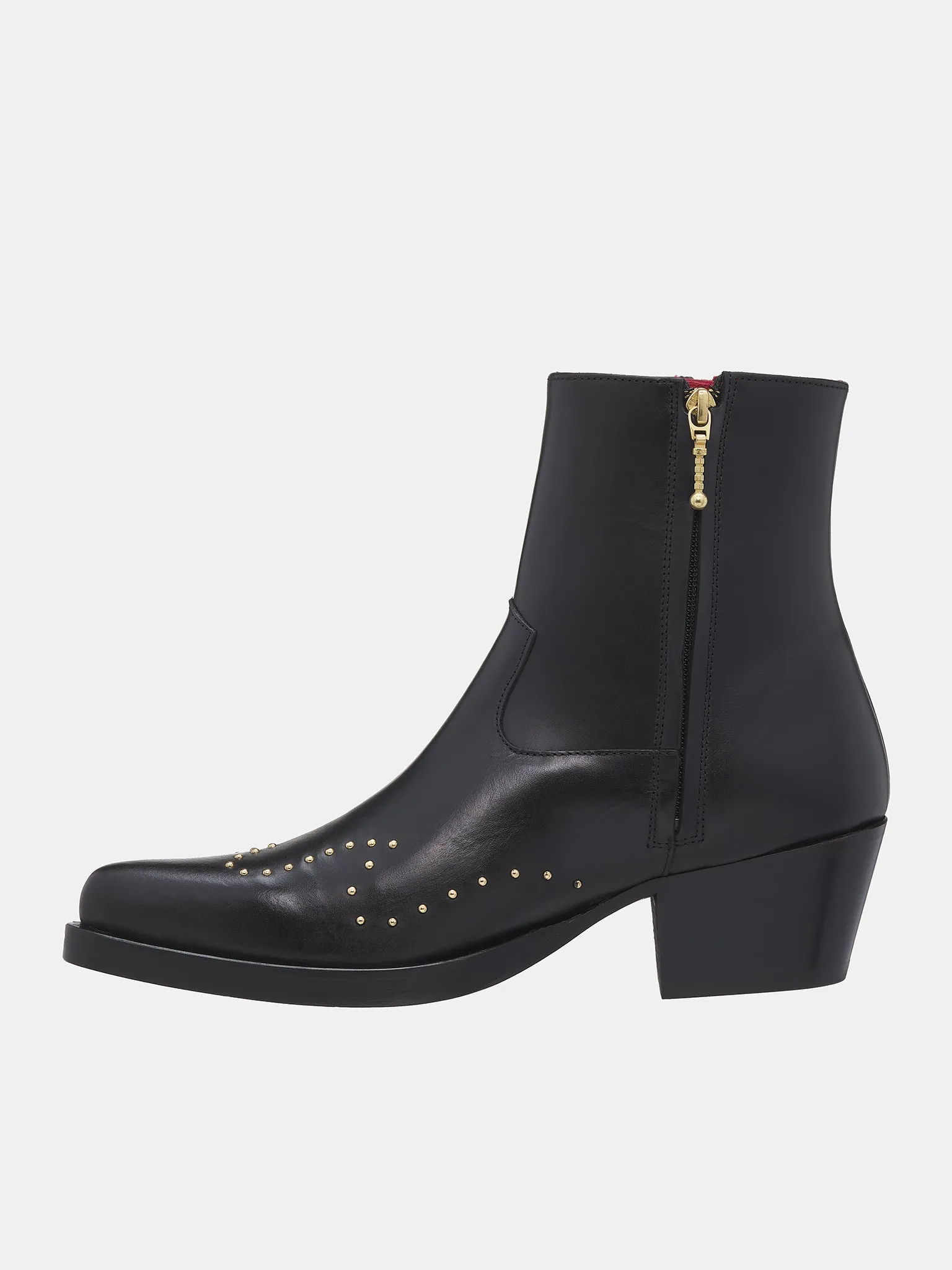 Gold Studded Western Boots (FT01S-LE99-BLACK-GOLD-STUDS)