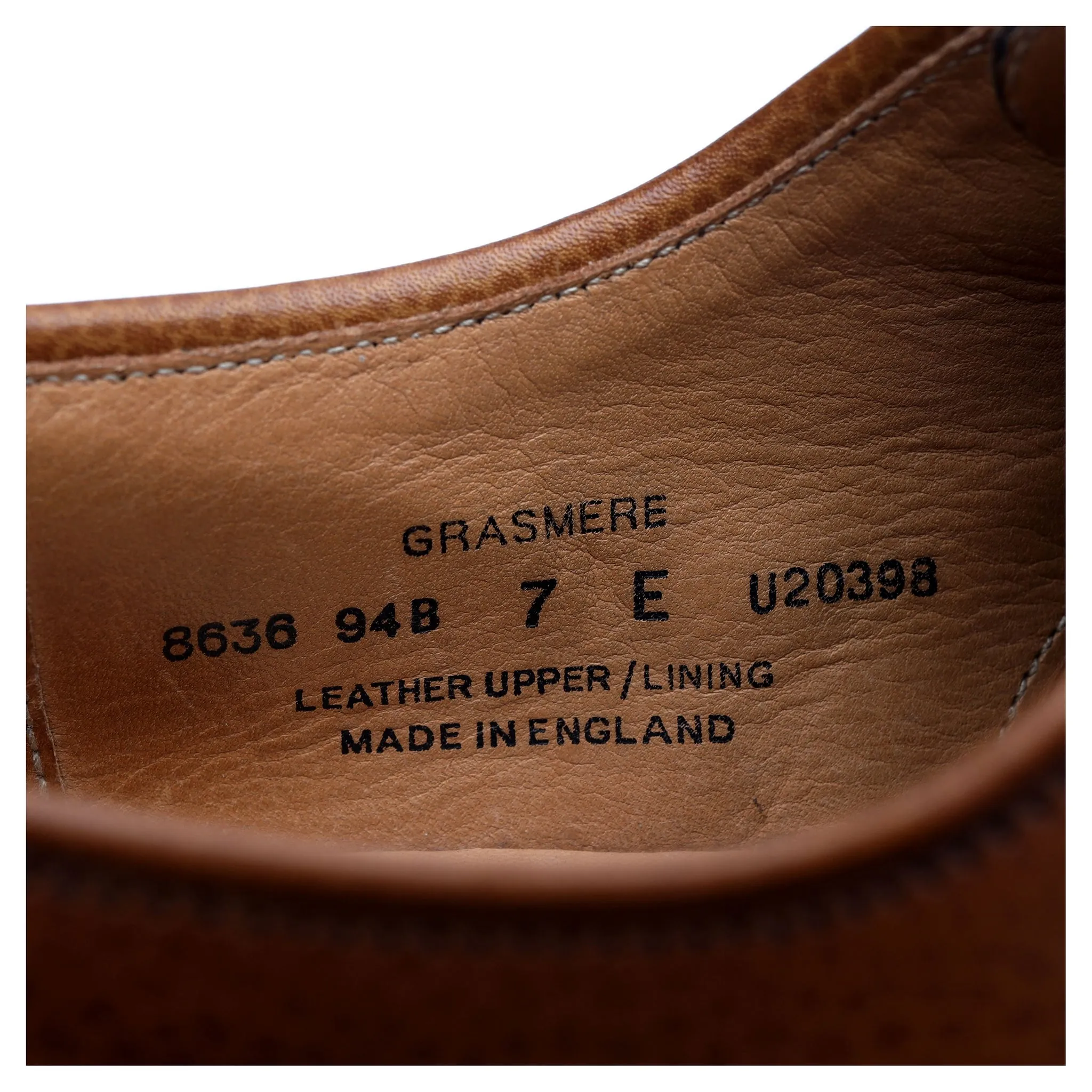 'Grasmere' Tan Brown Leather Derby UK 7 E