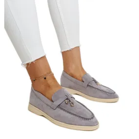 Fiorano Grey Moccasins with Metal Pendant