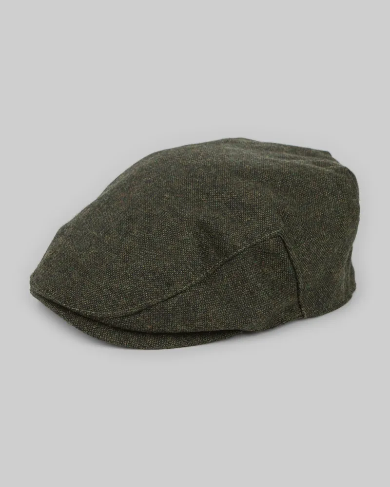 Green Donegal Tweed Flat Cap