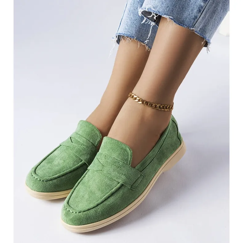 Green Eco-Suede Moccasins