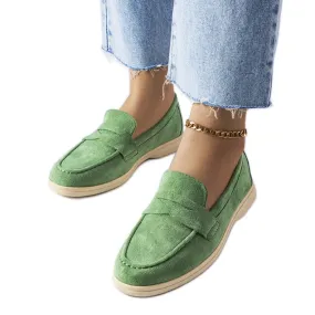 Green Eco-Suede Moccasins