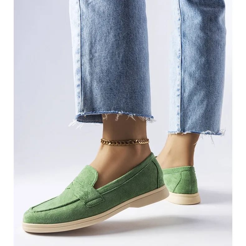 Green Eco-Suede Moccasins