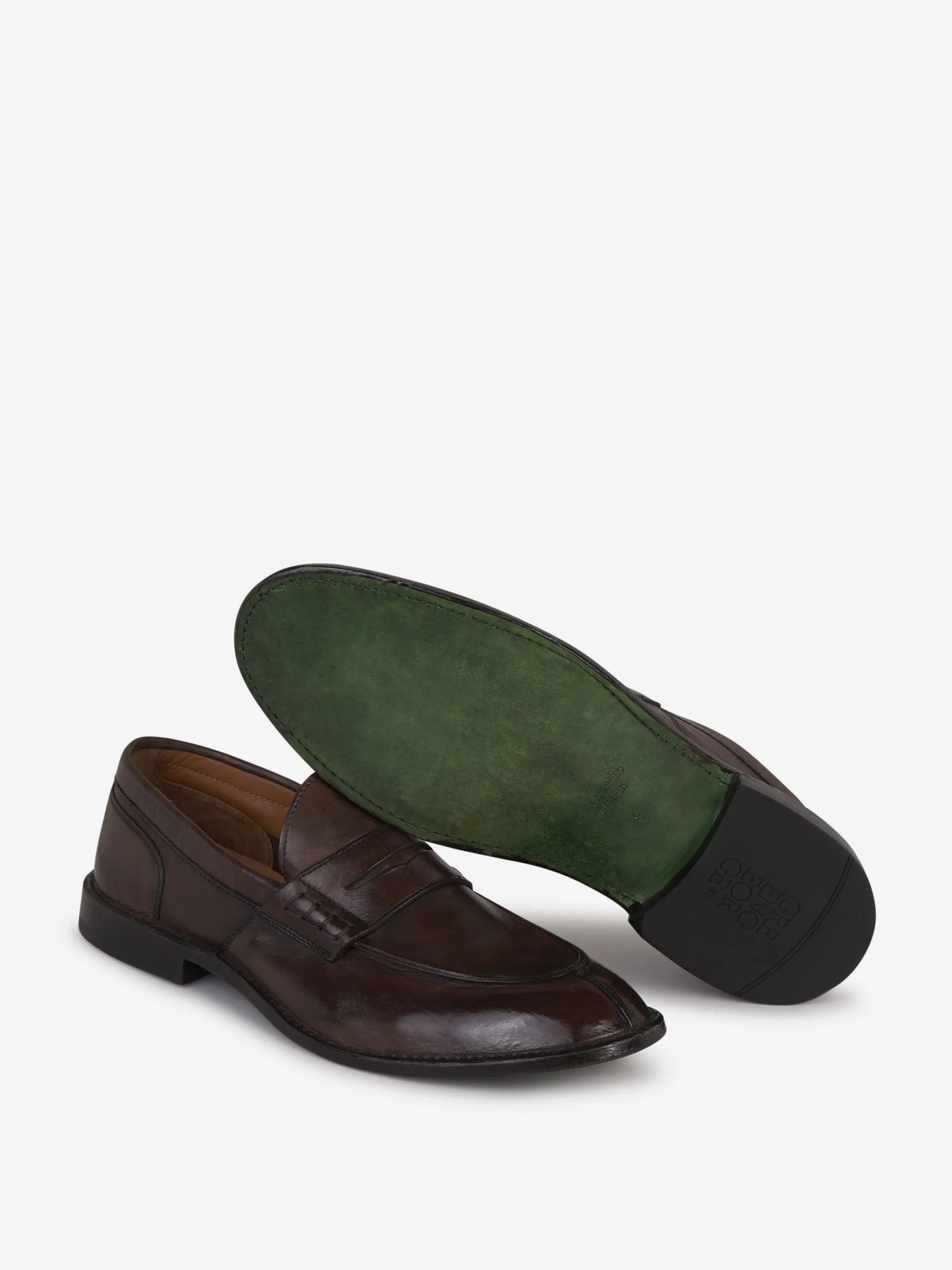 Green George Mask Leather Moccasins