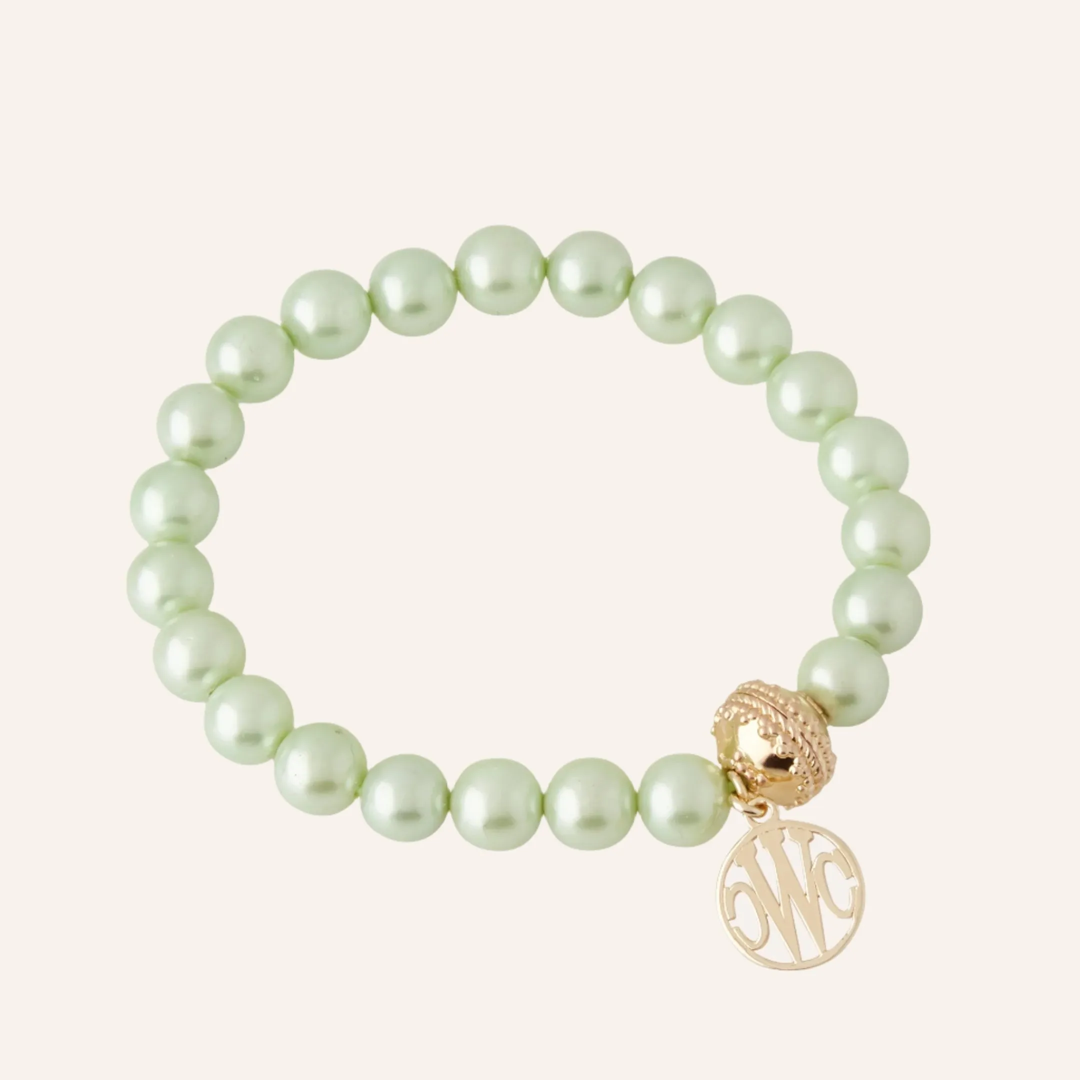 Green Potato Pearl Stretch Bracelet Tinted in Green