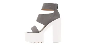 High Heel Sandals with Grey Suede Straps