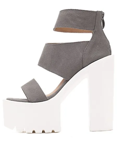 High Heel Sandals with Grey Suede Straps