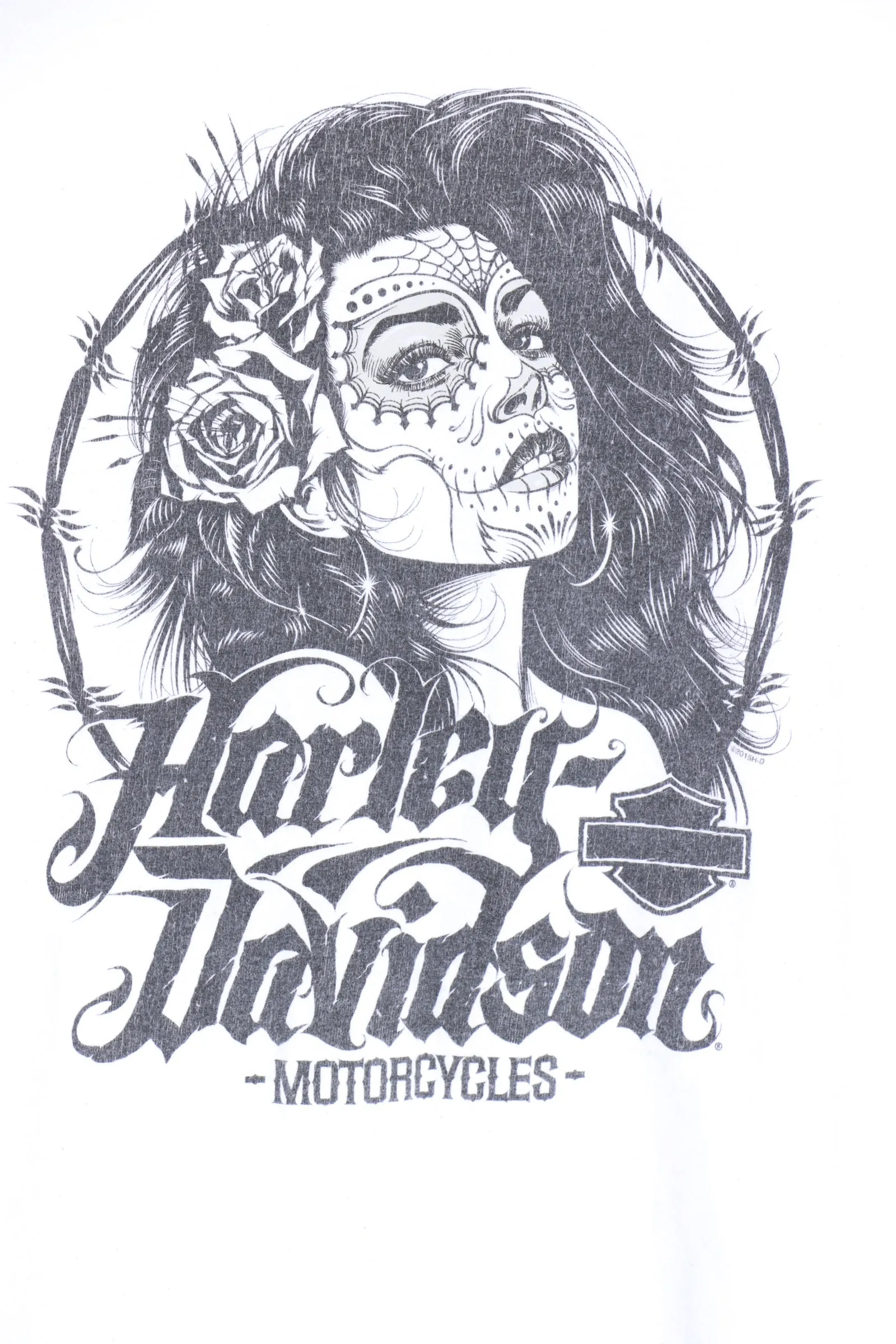 Harley Davidson Calavera Sugar Skull Girl Eagle Tee Large