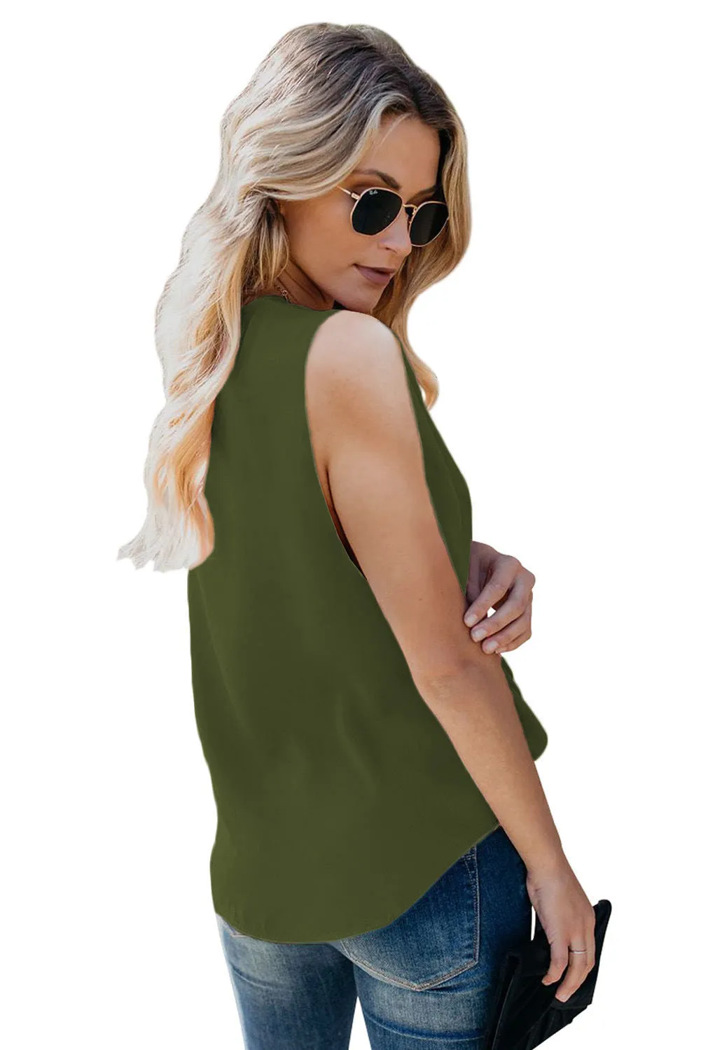 Stylish Women's Wrap Tank Top - Loose Fit Casual Blouse.