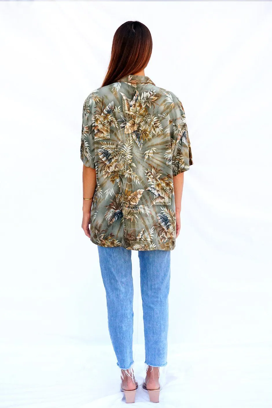 Hawaiian Shirt with Beaded Desert Palm Tie Dye