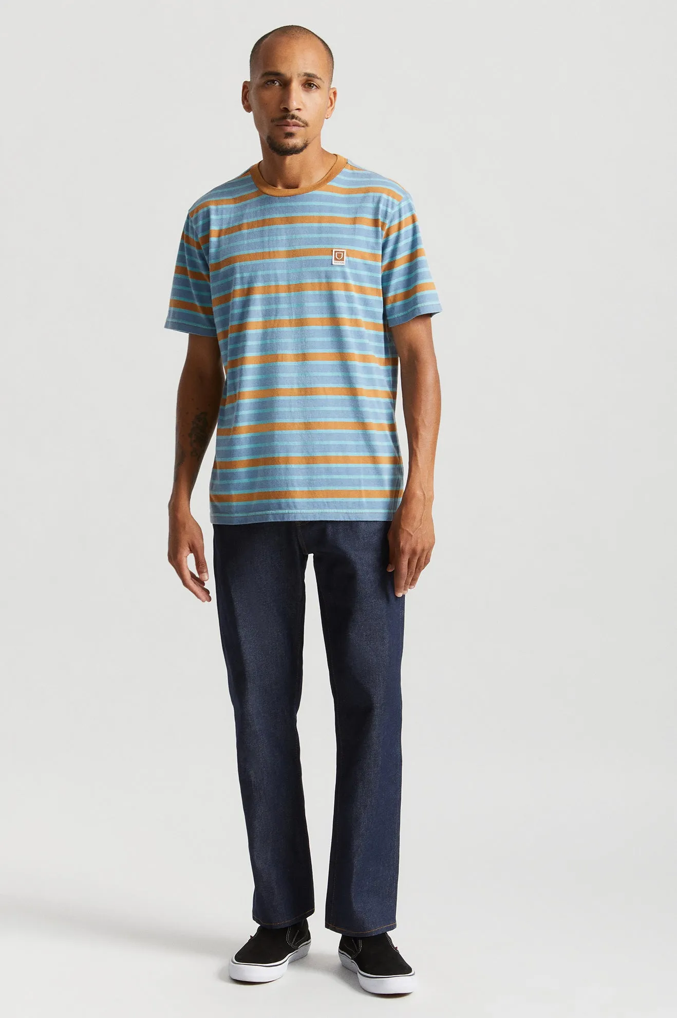 Hilt Multi Stripe S/S Knit - Slate Blue/Lion Sun Wash