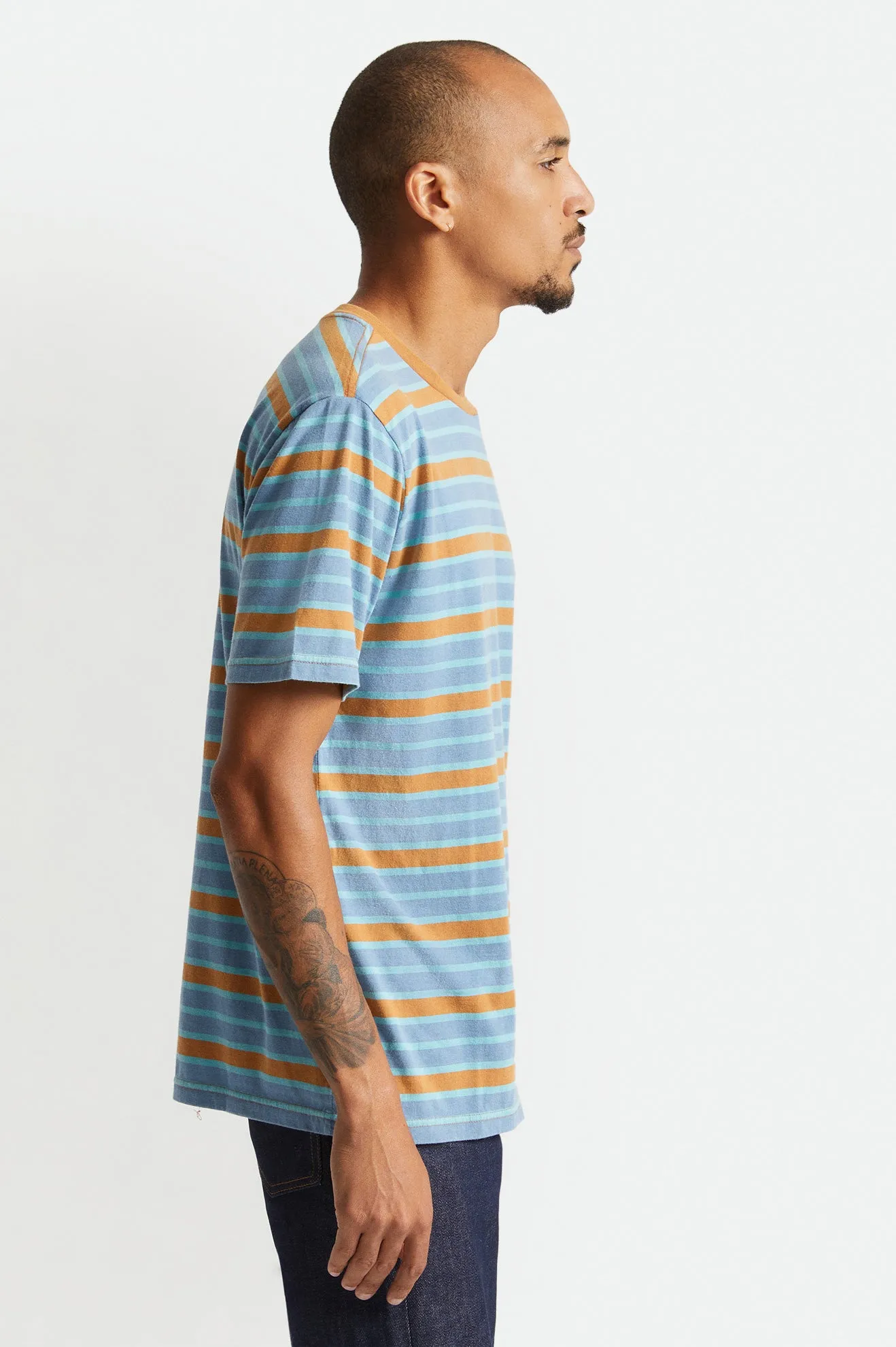 Hilt Multi Stripe S/S Knit - Slate Blue/Lion Sun Wash