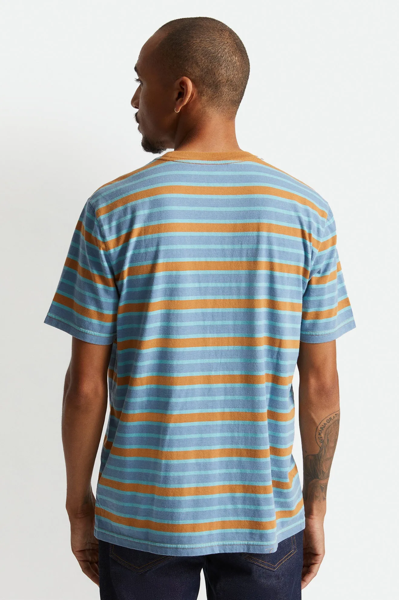 Hilt Multi Stripe S/S Knit - Slate Blue/Lion Sun Wash