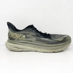 Hoka One One Mens Clifton 9 1127895 BLCKS Gray Running Shoes Sneakers Size 9.5 D