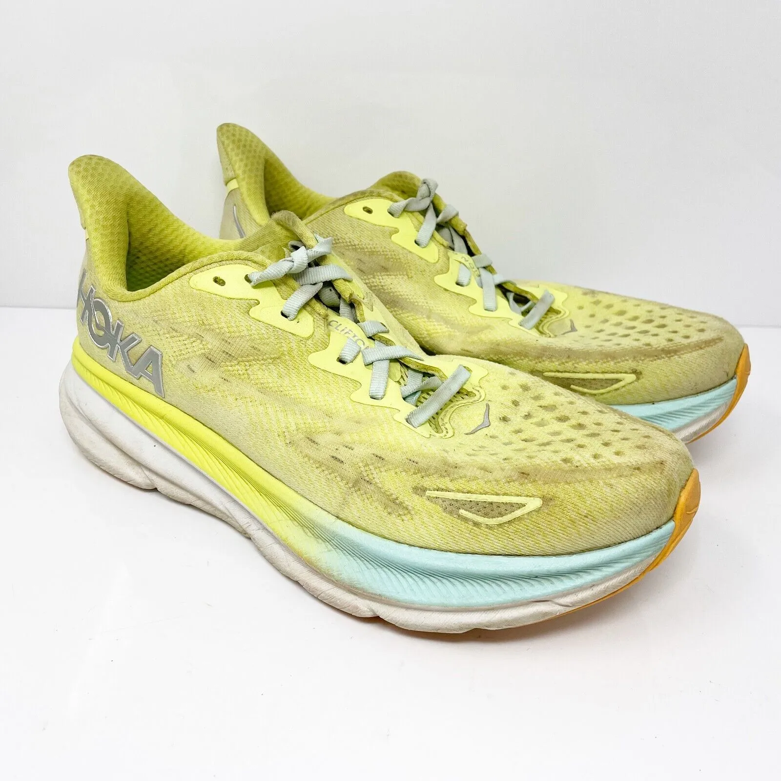 Hoka One One Womens Clifton 9 1127896 CGSO Yellow Running Shoes Sneakers 9.5 B