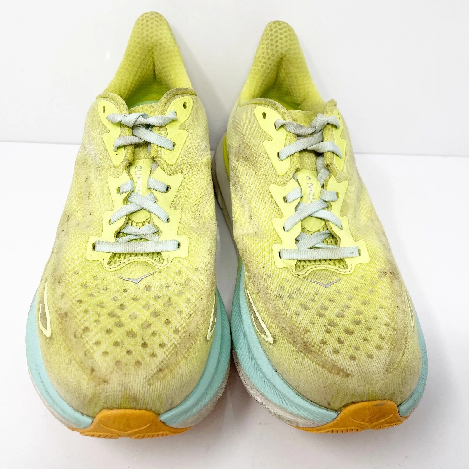 Hoka One One Womens Clifton 9 1127896 CGSO Yellow Running Shoes Sneakers 9.5 B