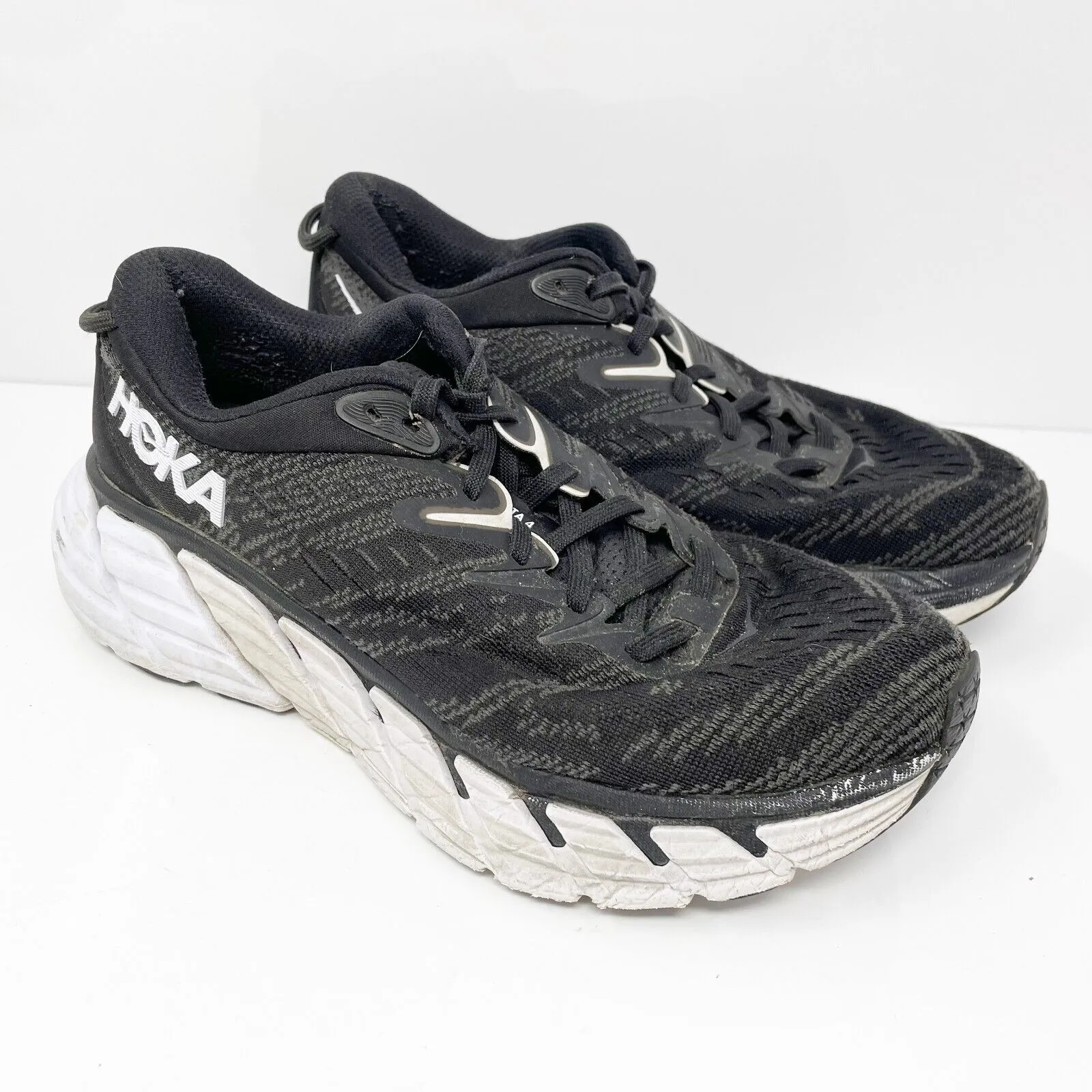 Hoka One One Womens Gaviota 4 1123199 BWHT Black Running Shoes Sneakers Size 7 B