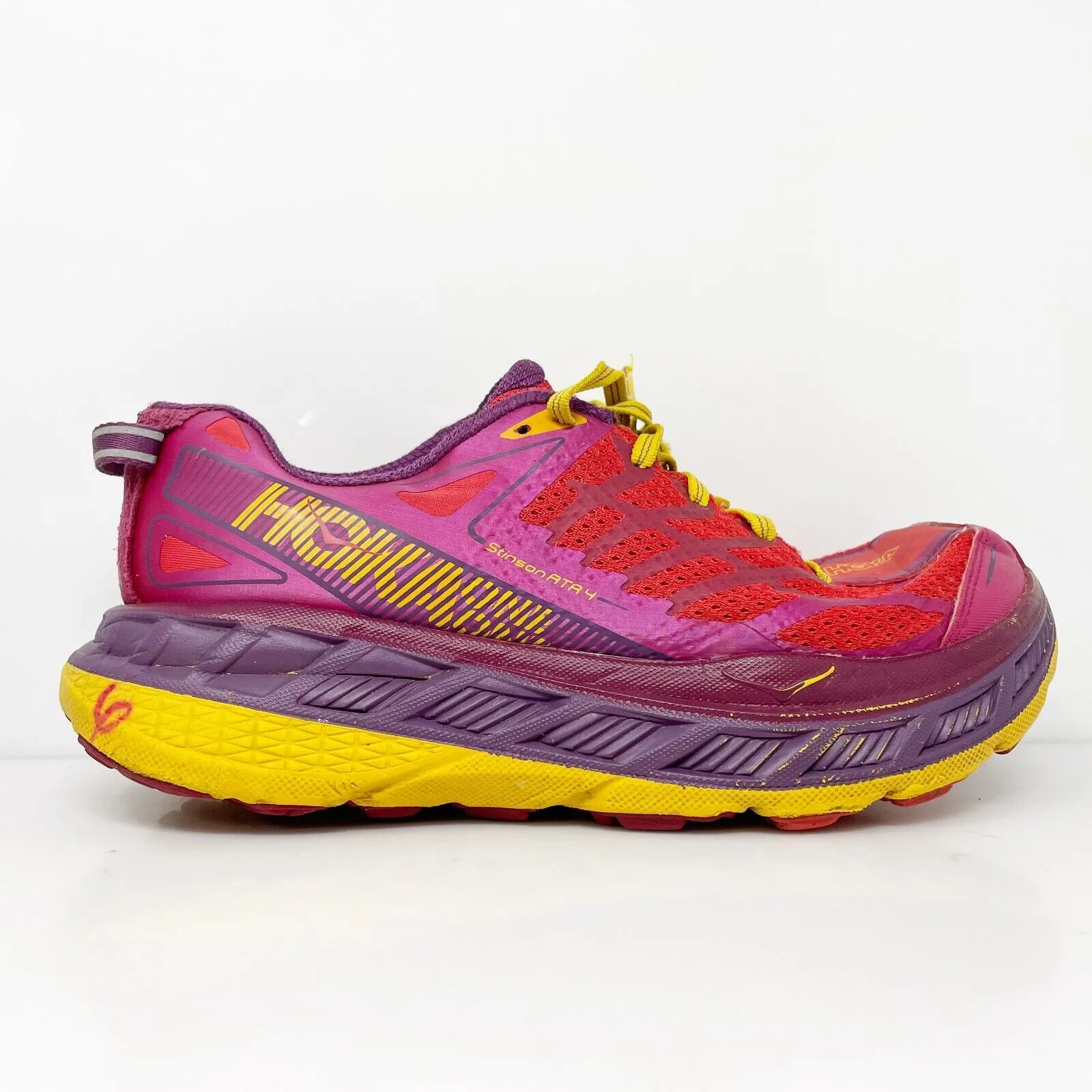 Hoka One One Womens Stinson ATR 4 1016789 CJPP Red Running Shoes Sneakers Sz 6