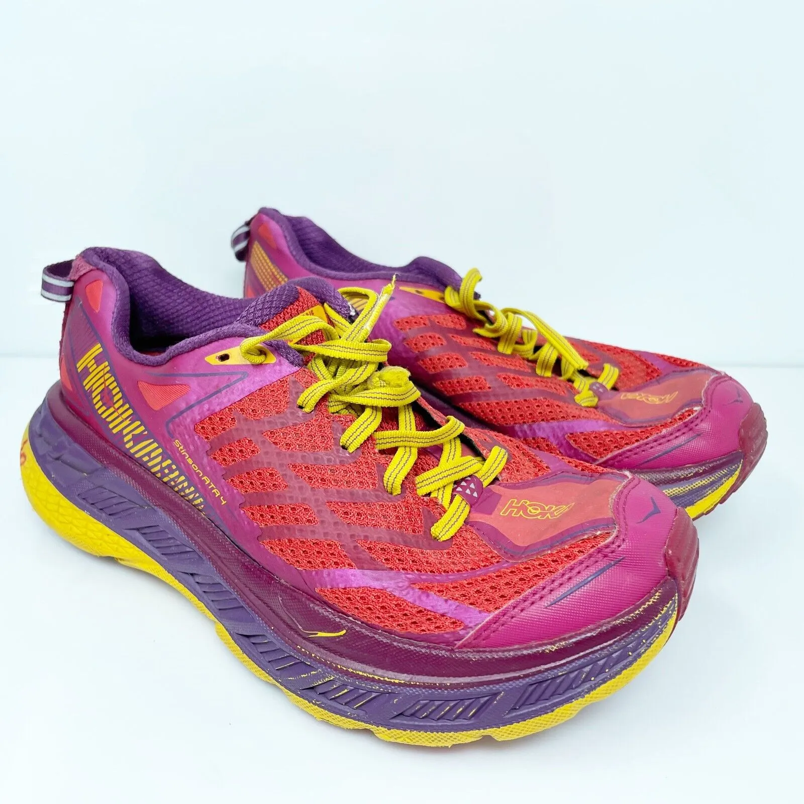 Hoka One One Womens Stinson ATR 4 1016789 CJPP Red Running Shoes Sneakers Sz 6