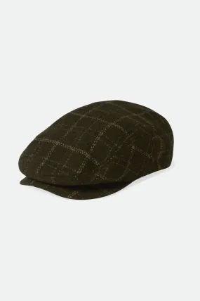 Hooligan Lightweight Flat Cap - Moss/Beige