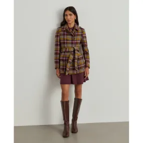 Houndstooth coat with belt