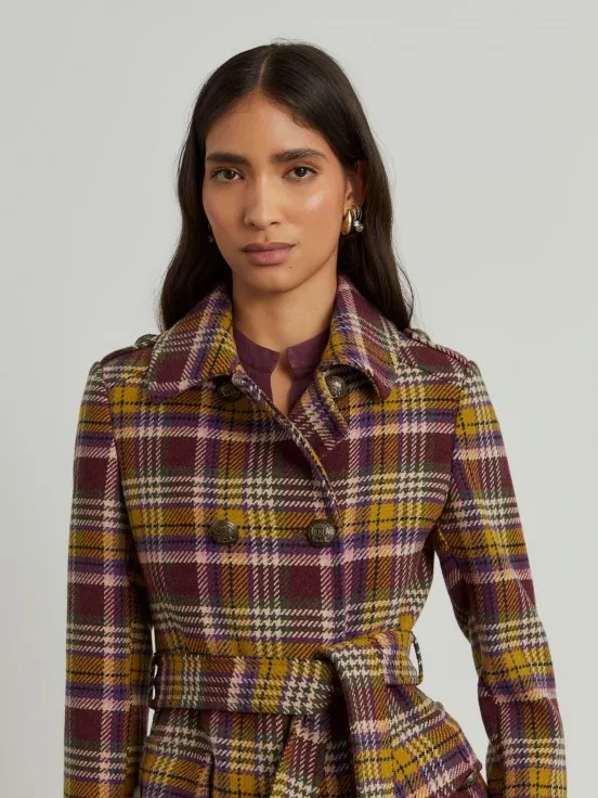 Houndstooth coat with belt