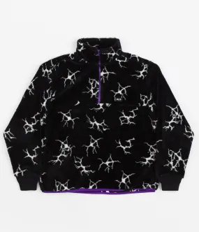 HUF Black Quake Sherpa Fleece Zip Sweater 