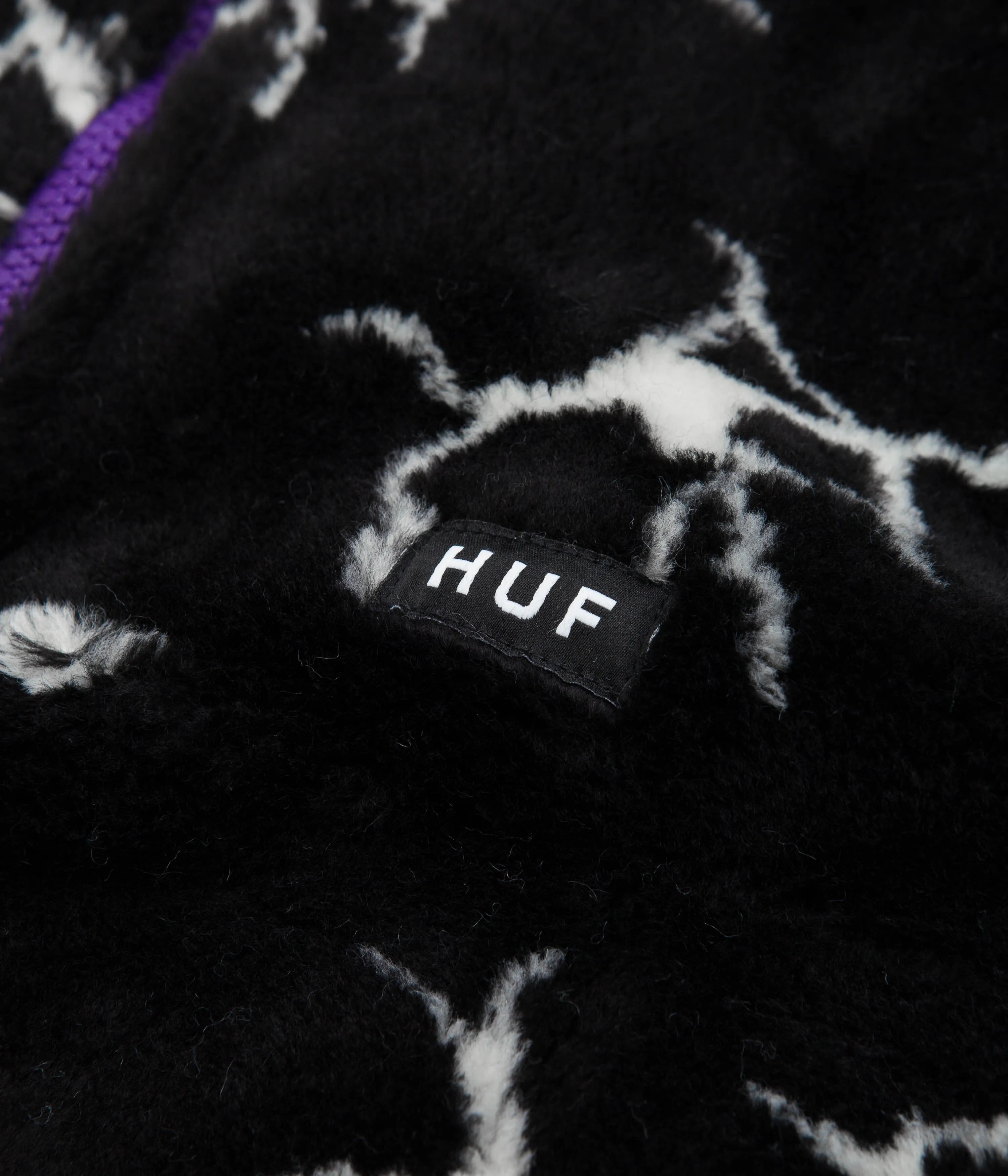 HUF Black Quake Sherpa Fleece Zip Sweater 