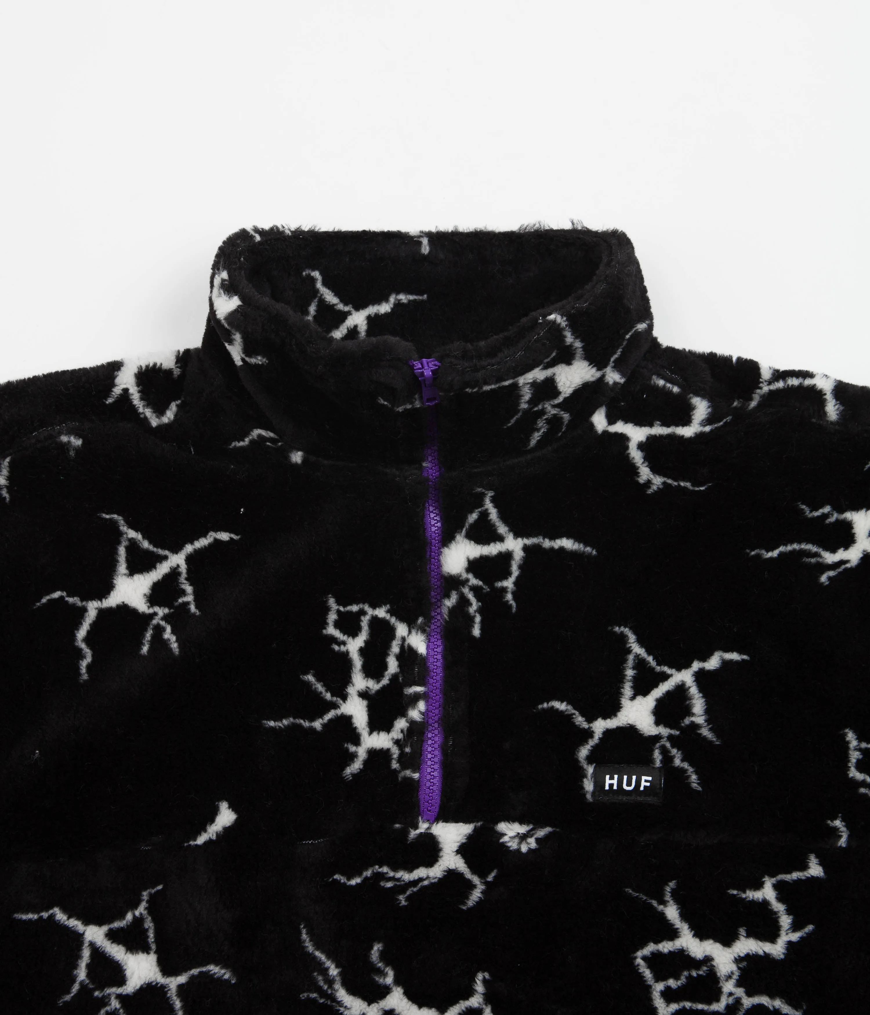 HUF Black Quake Sherpa Fleece Zip Sweater 