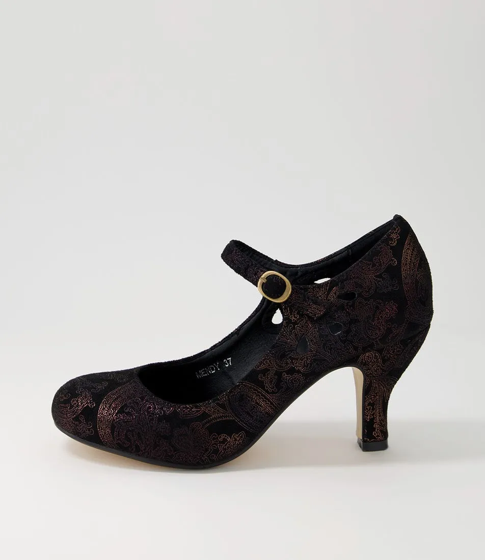 I LOVE BILLY Mendy Black Metallic Multi Microsuede Heels