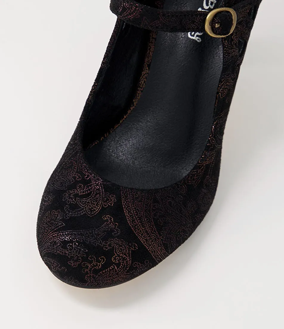 I LOVE BILLY Mendy Black Metallic Multi Microsuede Heels