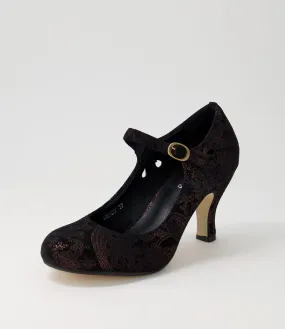 I LOVE BILLY Mendy Black Metallic Multi Microsuede Heels