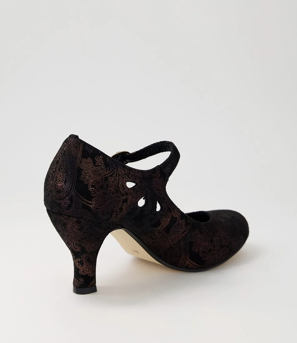 I LOVE BILLY Mendy Black Metallic Multi Microsuede Heels