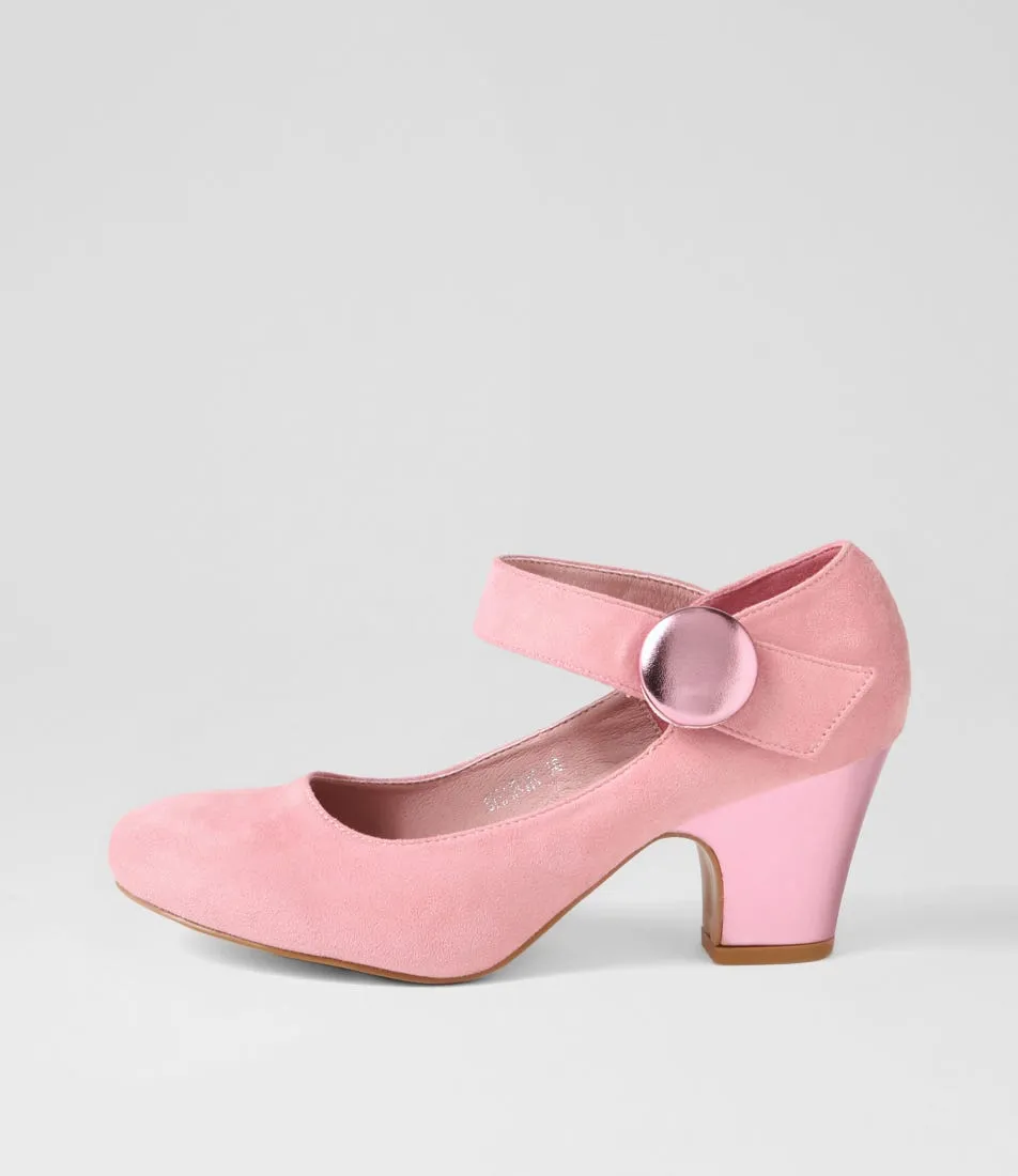 I LOVE BILLY Sharik Pale Pink Metallic Microsuede Heels