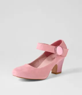 I LOVE BILLY Sharik Pale Pink Metallic Microsuede Heels