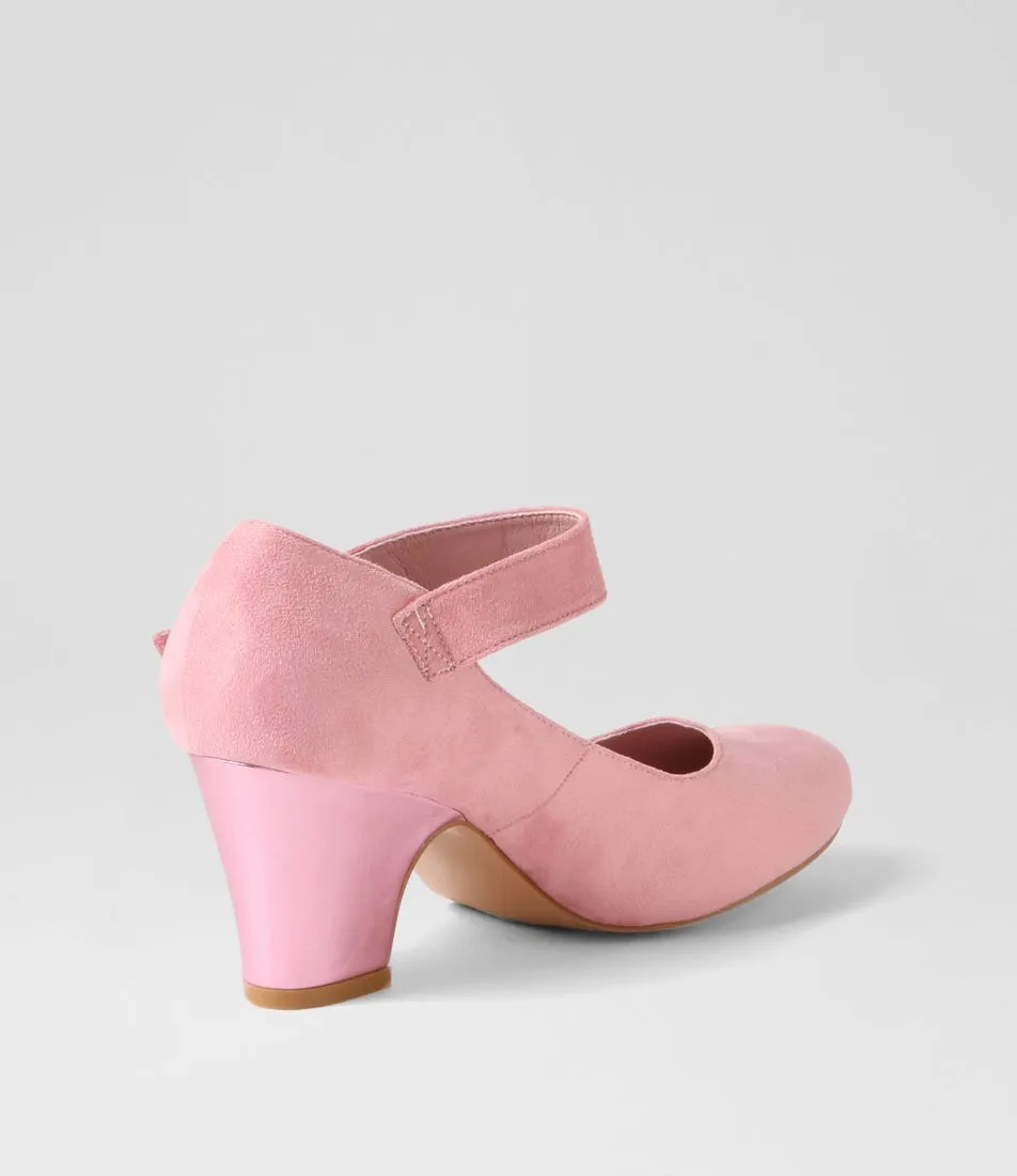 I LOVE BILLY Sharik Pale Pink Metallic Microsuede Heels