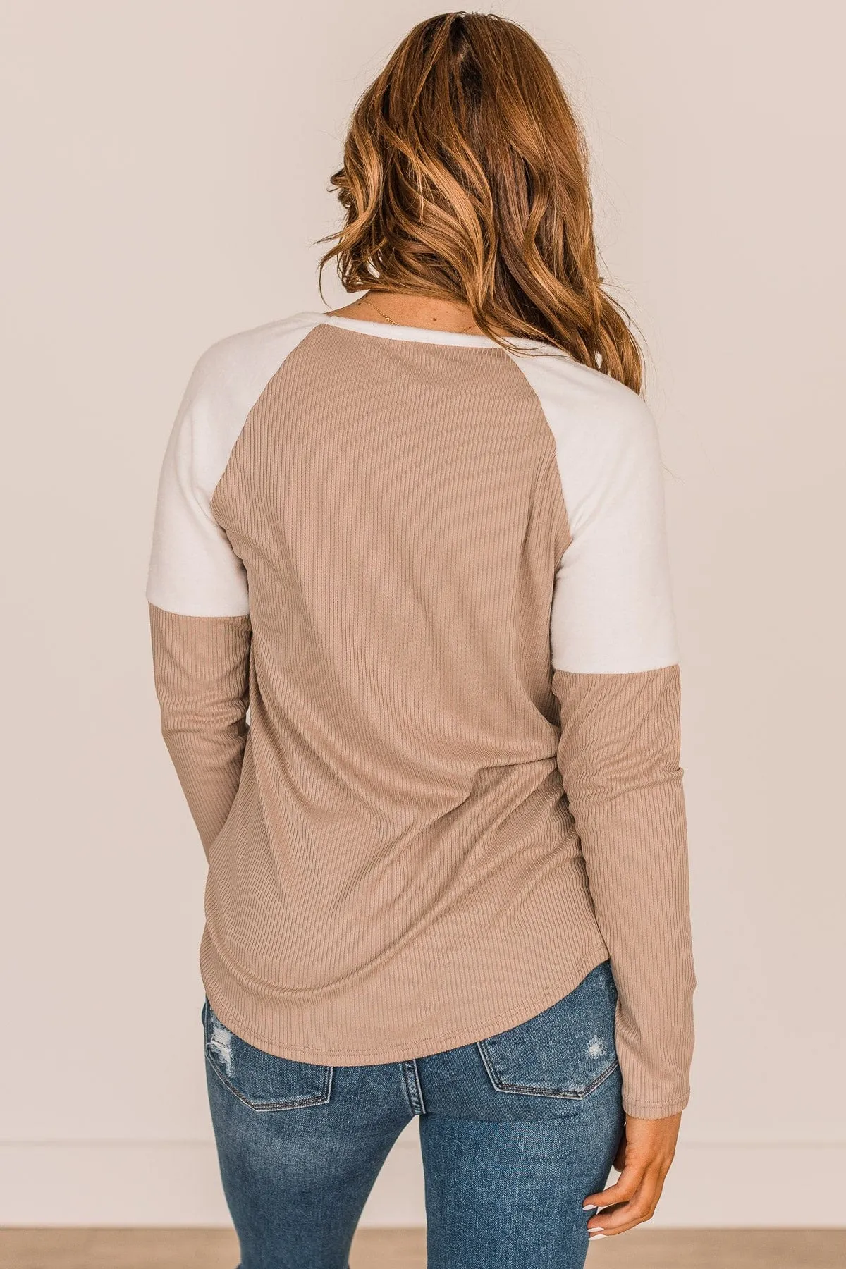 Beige Ivory Button Knit Top