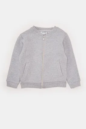 Infant Boys Grey Jacquard Sweatshirt