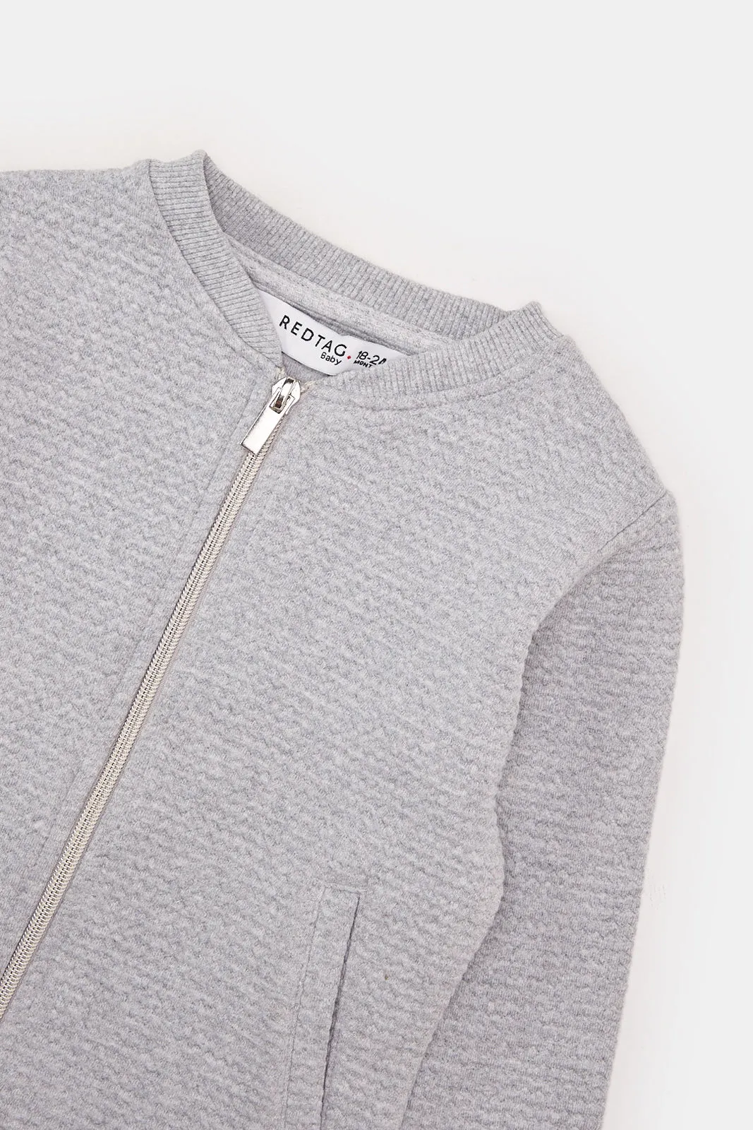 Infant Boys Grey Jacquard Sweatshirt